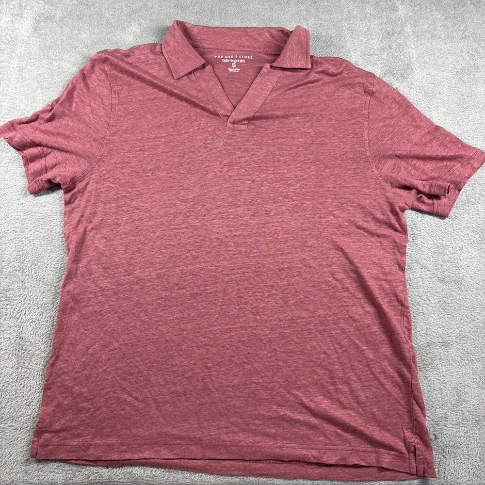 The Men's Store Johnny Collar Polo Mens Small Fire Island Red 100% Linen NWT
